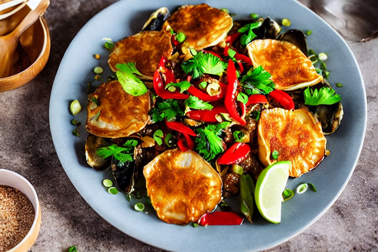 Cook the seafood. Turn heat to high. Add the prepared seafood to the wok. Stir-fry or braise accordi