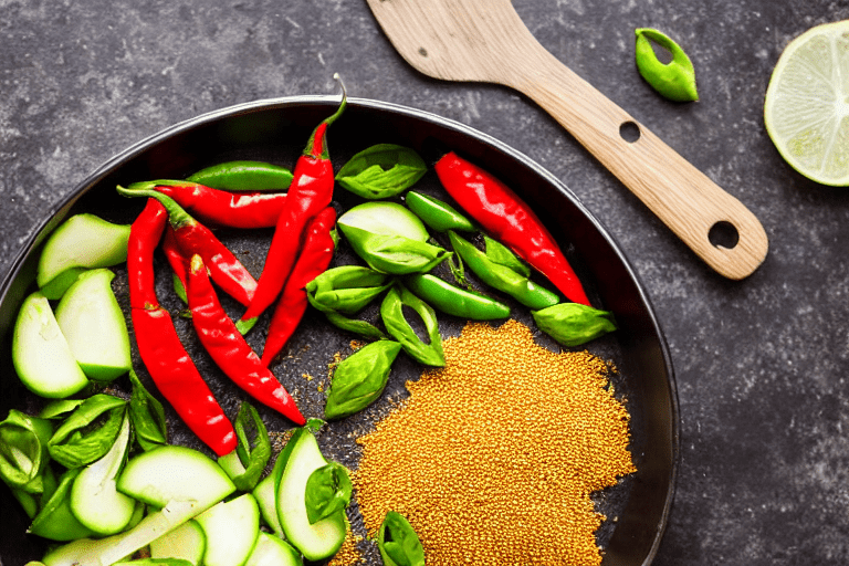 Prepare aromatics. Slice the ginger, garlic, and chilies. If using dried chilies, soak them in warm