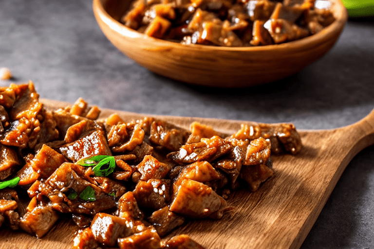 Slice and marinate. Cut the meat against the grain into thin, uniform slices about 3mm thick. This e