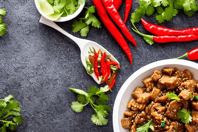 Prepare aromatics. Slice the ginger, garlic, and chilies. If using dried chilies, soak them in warm