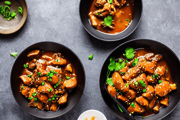 Sear and brown. Heat oil in a wok or heavy pot over medium-high heat. Add the main protein and sear