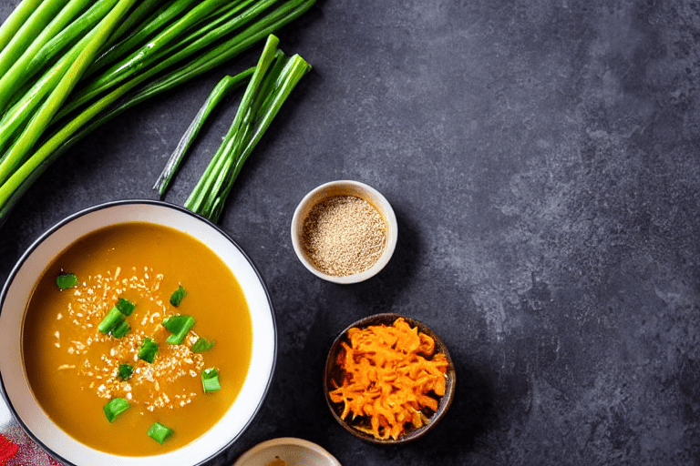 Build the broth. Heat a little oil in a pot. Add ginger slices and scallions, stir for 30 seconds. A