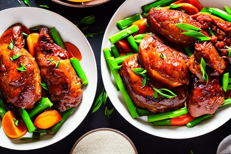 Sear and brown. Heat oil in a wok or heavy pot over medium-high heat. Add the main protein and sear