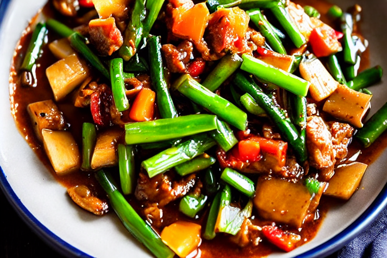 Build the flavor base. In the same wok, lower the heat to medium. Add aromatics ginger, garlic, scal