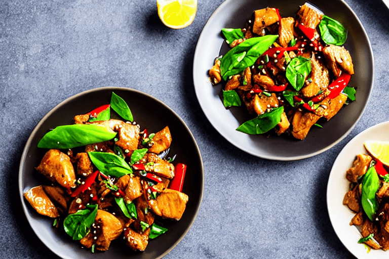 Stir-fry the chicken. Turn heat to high. Add the marinated chicken pieces. Stir-fry vigorously for 3