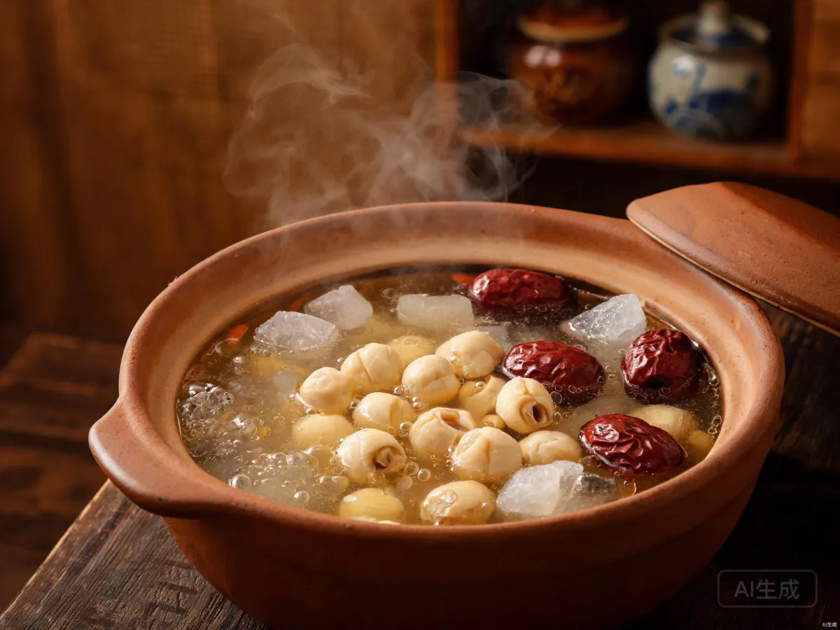 Lotus root and pork ribs in a clay pot with water