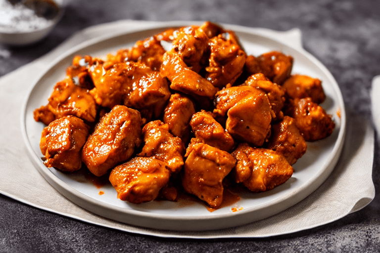 132 Marinate the chicken. Cut the chicken into small, uniform cubes about 1.5 cm. Uniform pieces ens