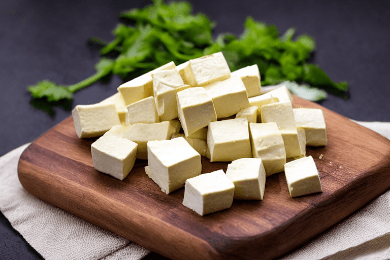 Prep the tofu. Cut the tofu into 3 cm cubes and drain them on paper towels for 10 minutes to remove