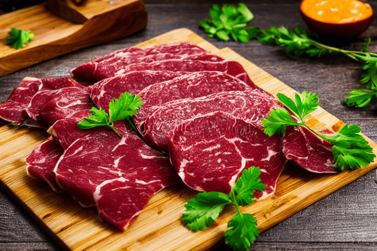 126 Slice and marinate. Cut the meat against the grain into thin, uniform slices about 3mm thick. Th