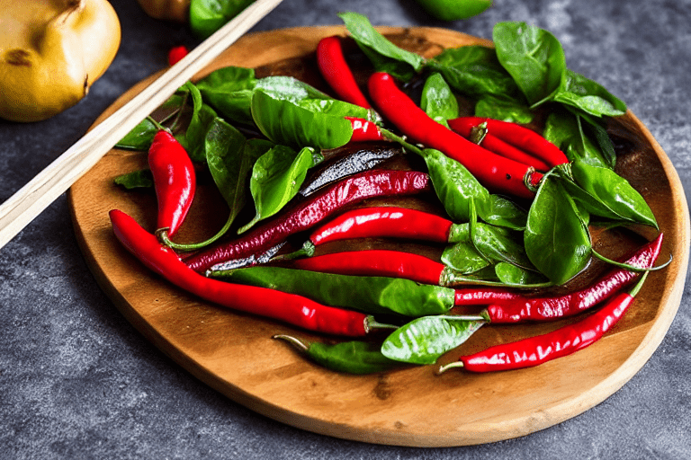 129 Prepare aromatics. Slice the ginger, garlic, and chilies. If using dried chilies, soak them in w