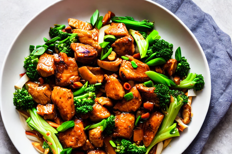 Stir-fry the chicken. Turn heat to high. Add the marinated chicken pieces. Stir-fry vigorously for 3