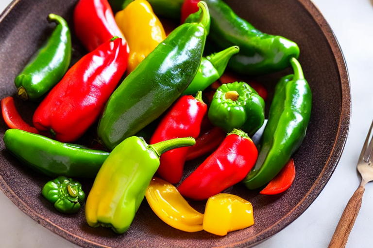 Prepare the peppers and aromatics. Wash the green peppers and remove the stems. Cut them into thin d