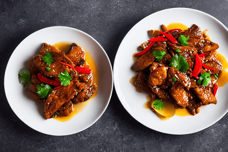 133 Stir-fry the chicken. Turn heat to high. Add the marinated chicken pieces. Stir-fry vigorously f