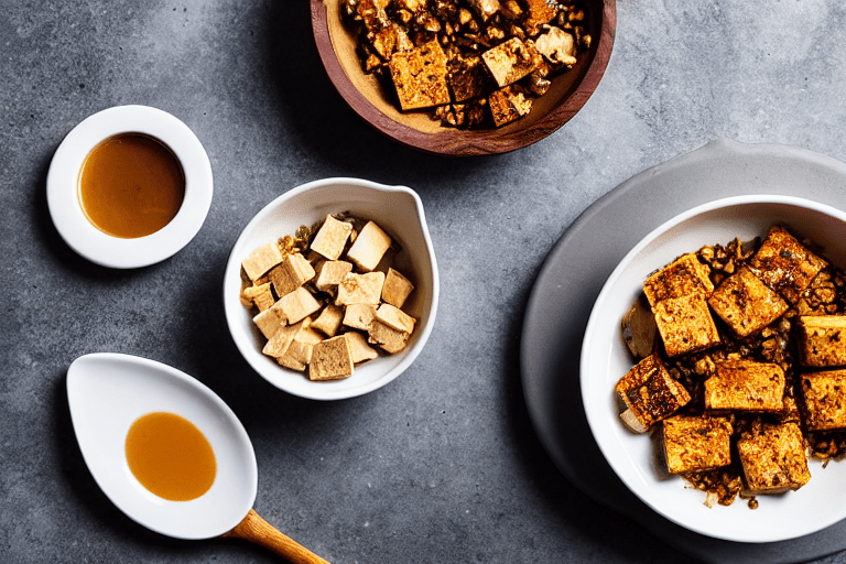 Soak the tofu skin and wood ear mushrooms. Place the dried tofu skin in a large bowl and cover with