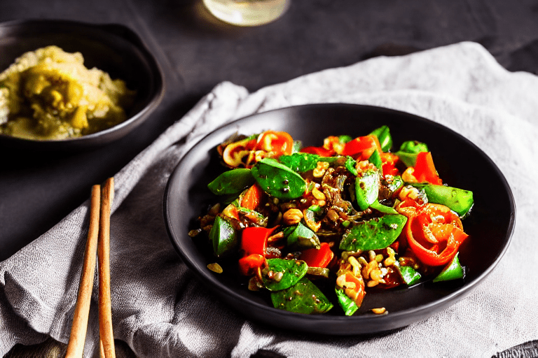 Build the flavor base. In the same wok, lower the heat to medium. Add aromatics ginger, garlic, scal