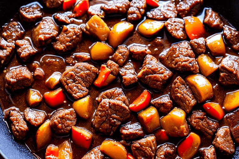 Sear and brown. Heat oil in a wok or heavy pot over medium-high heat. Add the main protein and sear