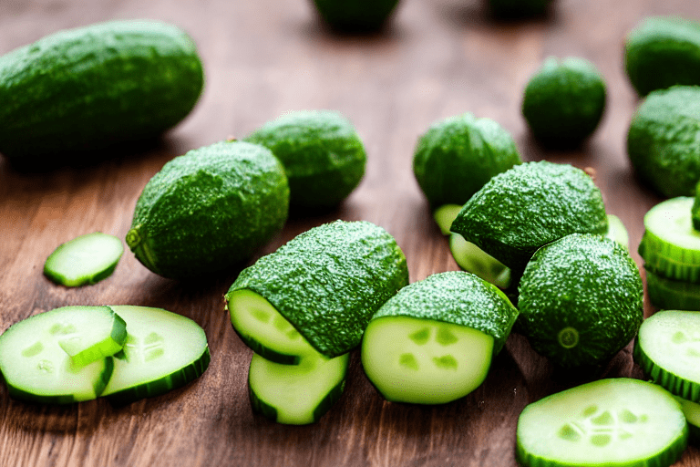 Prep the cucumbers and perilla. Wash the cucumbers thoroughly and pat them dry. Cut them in half len