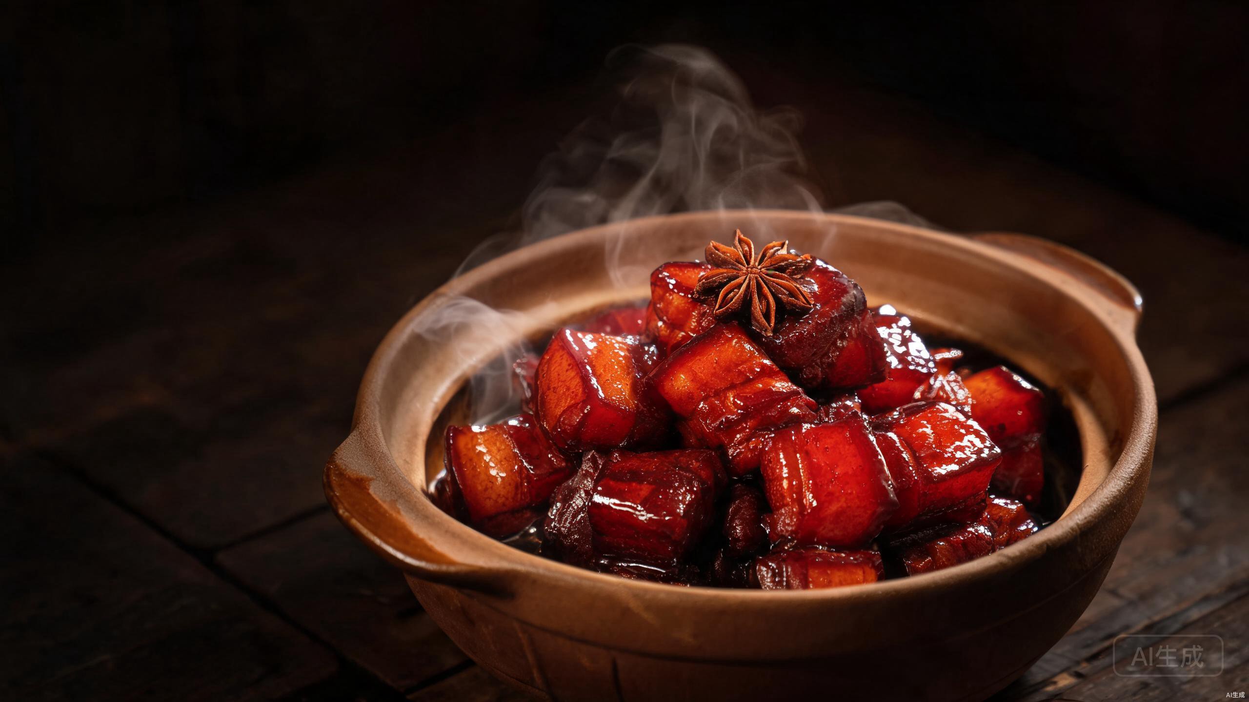 Mao's red-braised pork with glossy deep-red sauce