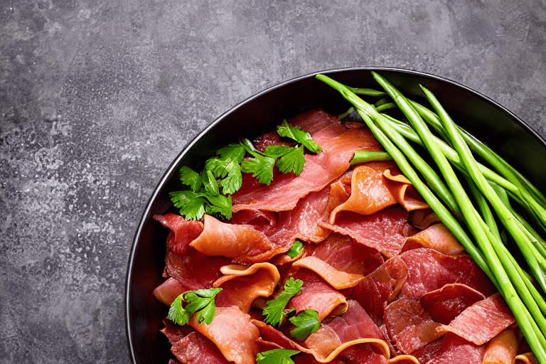 Boil and slice the cured pork. Place the cured pork belly in a pot of cold water. Bring to a boil an