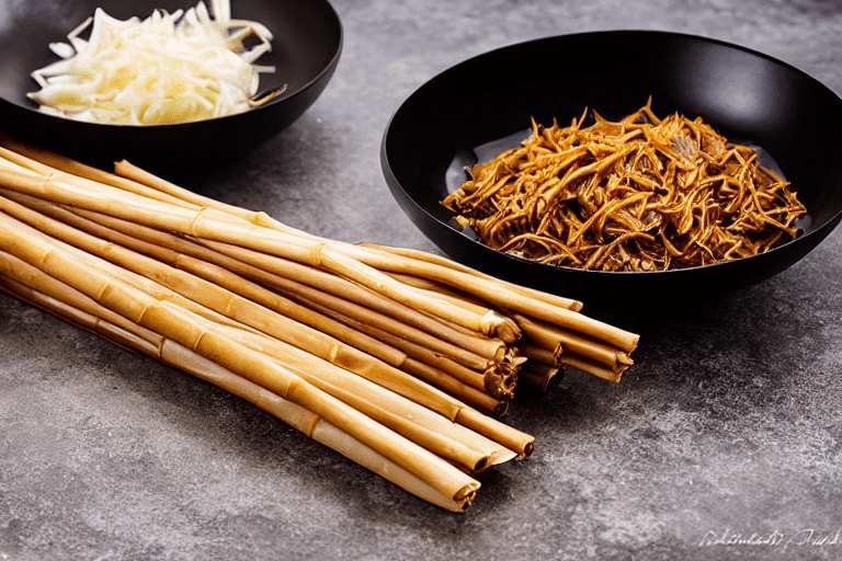 120 Soak and prep the smoked bamboo. Soak the smoked dried bamboo shoots in warm water for at least