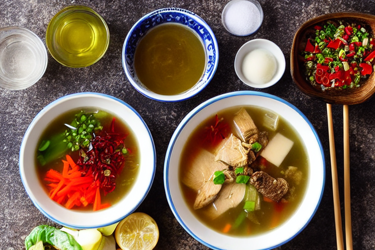 Prep all ingredients. Gather and prep all ingredients for 湘西酸萝卜老鸭汤. Wash and cut vegetables, measure