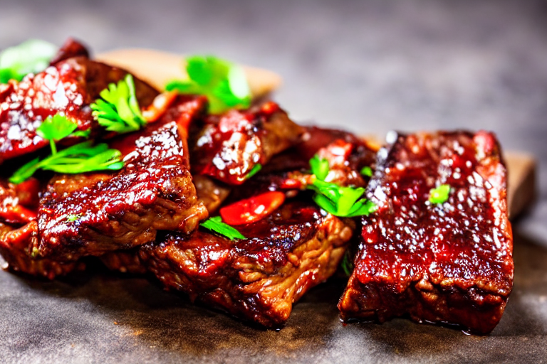 Slice and marinate. Cut the meat against the grain into thin, uniform slices about 3mm thick. This e