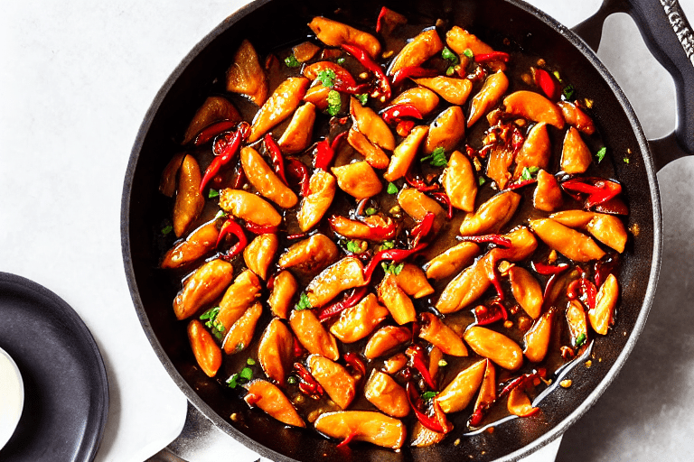 Fry the aromatics. Heat oil in a wok over medium heat. Add dried chilies and Sichuan peppercorns. St