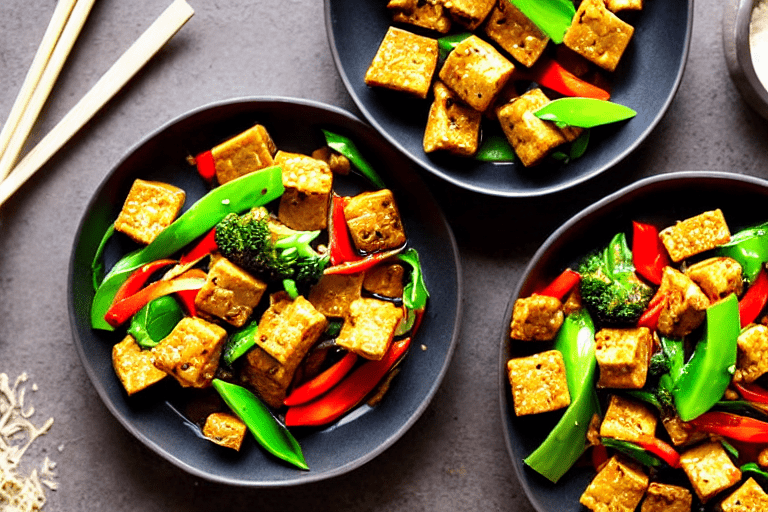 Prep the tofu and vegetables. Start by slicing the dried tofu. You can cut it into thin strips, rect