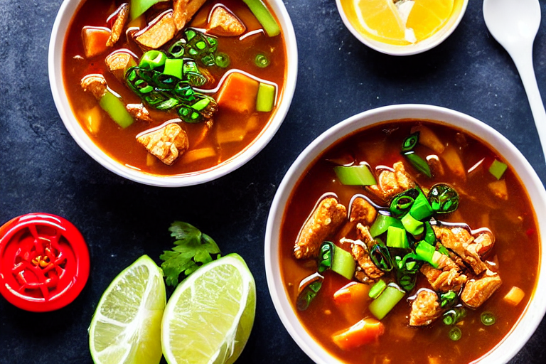 Build the broth. Heat a little oil in a pot. Add ginger slices and scallions, stir for 30 seconds. A