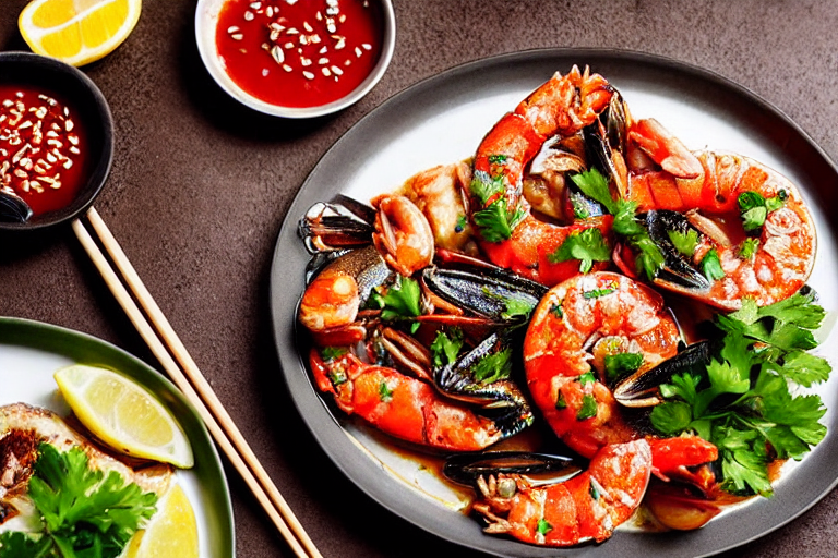 Cook the seafood. Turn heat to high. Add the prepared seafood to the wok. Stir-fry or braise accordi