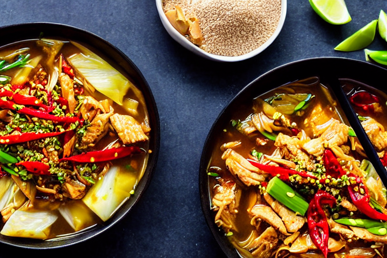 Aromatics and spices. Heat oil in a wok over medium heat. Add ginger slices, garlic, dried chilies,