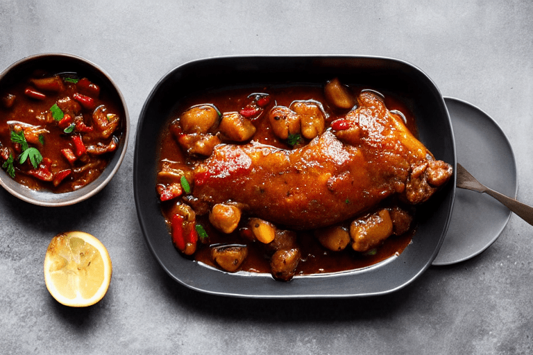 128 Braise the trotters. Add the blanched trotters and toss to coat them in the chili-spice base. Fr