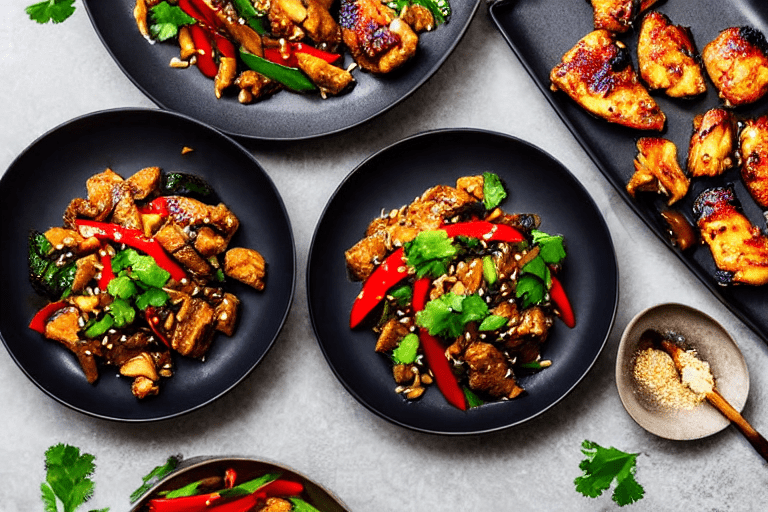 Stir-fry the chicken. Turn heat to high. Add the marinated chicken pieces. Stir-fry vigorously for 3