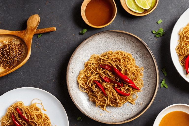 Prepare aromatics. Slice the ginger, garlic, and chilies. If using dried chilies, soak them in warm