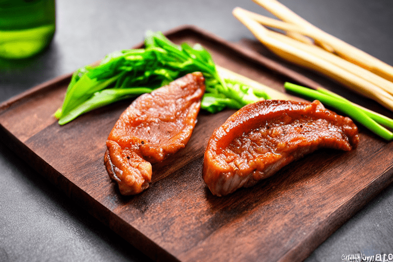 Slice and marinate. Cut the meat against the grain into thin, uniform slices about 3mm thick. This e