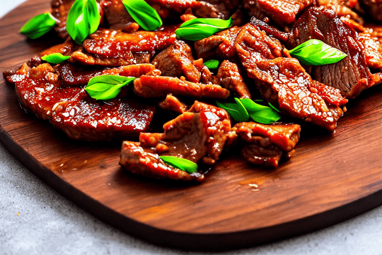 Slice and marinate. Cut the meat against the grain into thin, uniform slices about 3mm thick. This e