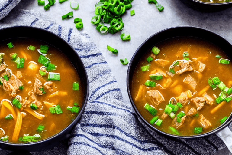 Build the broth. Heat a little oil in a pot. Add ginger slices and scallions, stir for 30 seconds. A