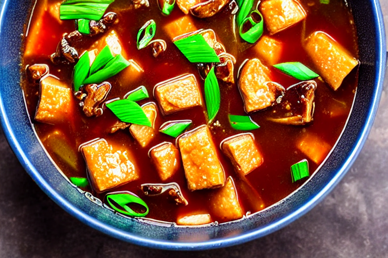 127 Build the broth. Heat a little oil in a pot. Add ginger slices and scallions, stir for 30 second