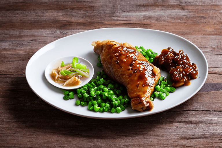 Arrange and top with duo jiao. Spread the chicken pieces in a single layer on a shallow, heatproof p
