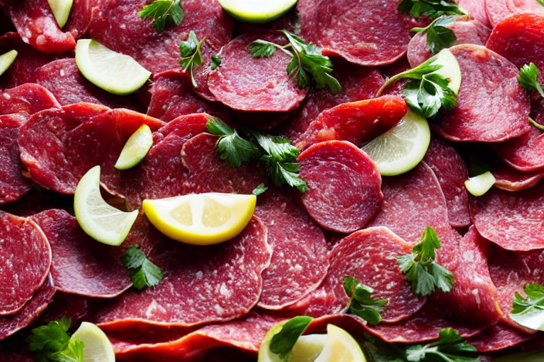 126 Slice the cured meats. Slice each cured meat into thin, uniform pieces about 3 mm thick. The cur