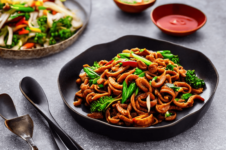Stir-fry the aromatics. Heat 3 tablespoons of oil in a wok over medium-high heat. Add the dried chil