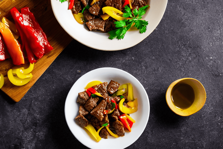 Marinate the beef. Slice the beef sirloin against the grain into thin strips about 4 cm long, 1 cm w