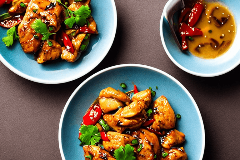 Stir-fry the chicken. Turn heat to high. Add the marinated chicken pieces. Stir-fry vigorously for 3