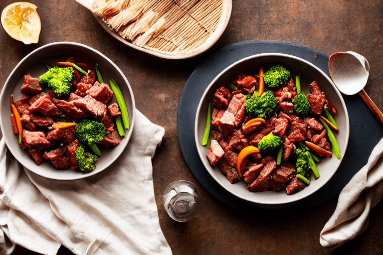 132 Stir-fry the meat. Heat a wok until smoking hot. Add oil, swirl to coat, then add the marinated