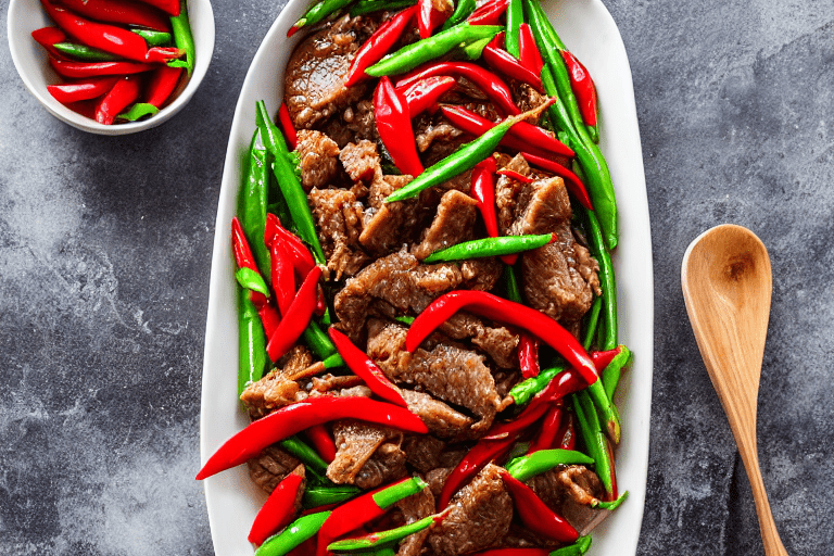 129 Prepare aromatics. Slice the ginger, garlic, and chilies. If using dried chilies, soak them in w