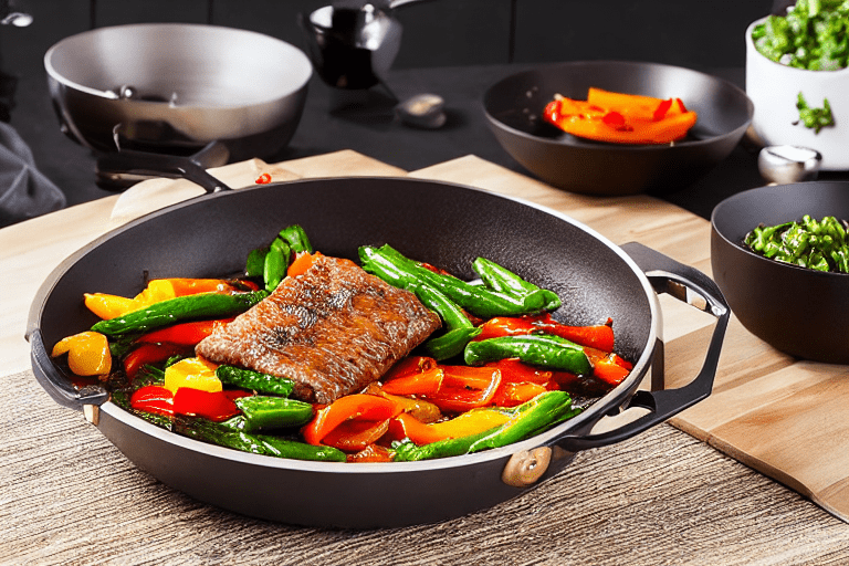 Sear and brown. Heat oil in a wok or heavy pot over medium-high heat. Add the main protein and sear