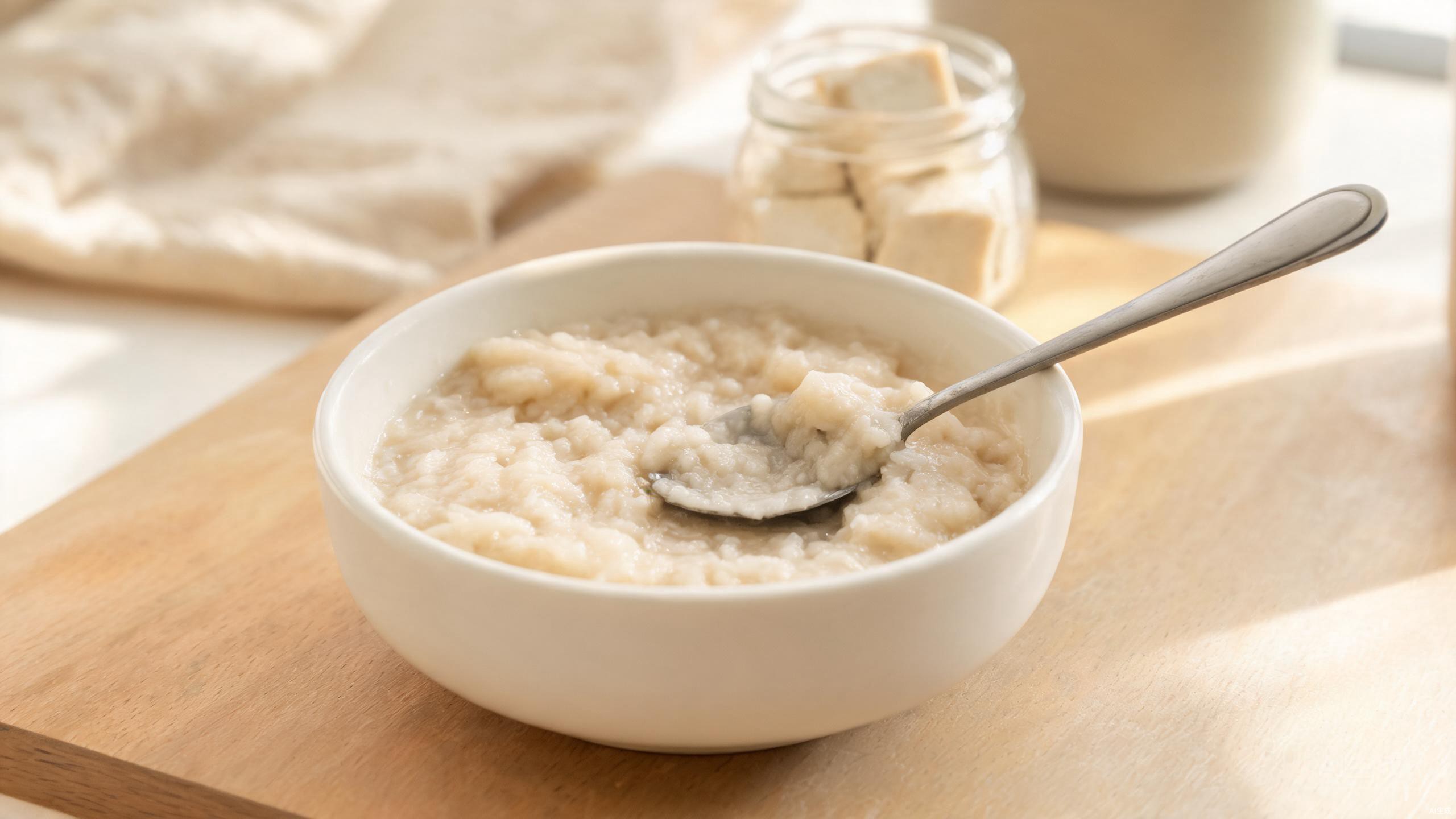 Mashed white fermented bean curd paste in a small bowl