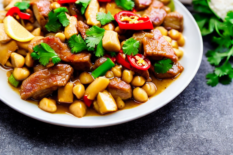 137 Prepare the pork and chilies. Thinly slice the pork belly against the grain, about 3 mm thick. R