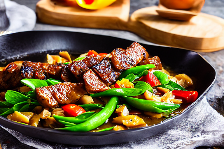 Build the flavor base. In the same wok, lower the heat to medium. Add aromatics ginger, garlic, scal