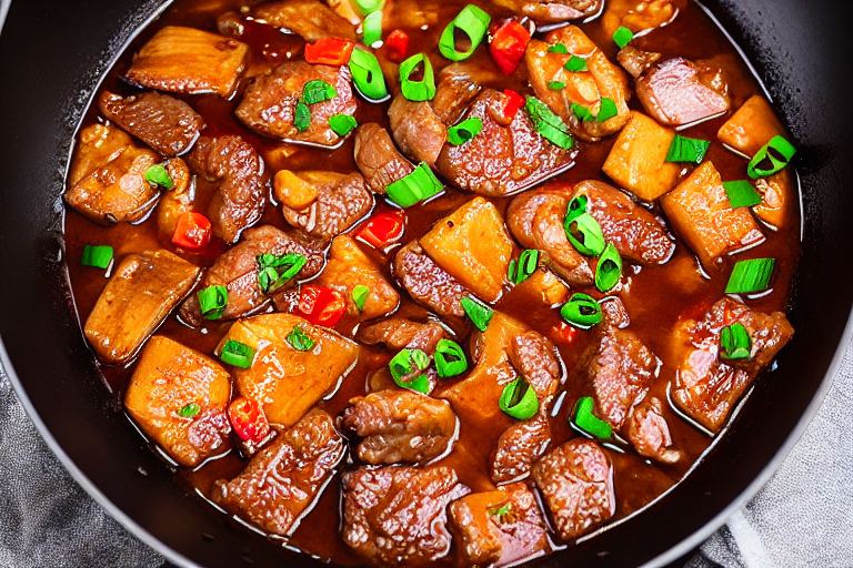 135 Render the duck fat and brown the meat. Heat a large wok or heavy pot over medium-high heat. Add